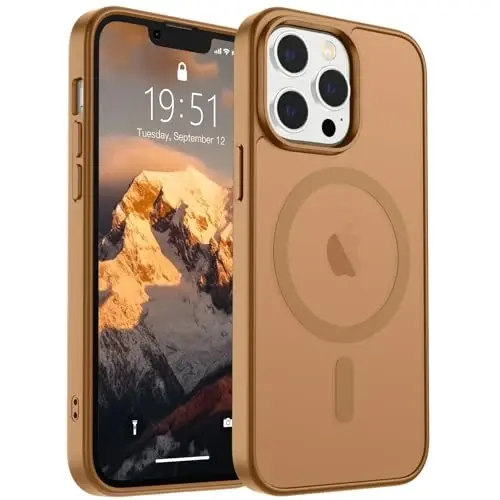 SUPFINE Magnetic for iPhone 13 Pro Case (Compatible with MagSafe) (Military Grade Drop Protection) Slim Translucent Matte Shockproof with Anti-Fingerprint Phone Case,Brown 