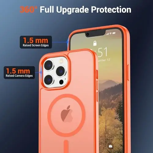 SUPFINE Magnetic for iPhone 13 Pro Case (Compatible with MagSafe)(Military Grade Drop Protection) Slim Translucent Matte Shockproof with Anti-Fingerprint Phone Case,Orange - 4