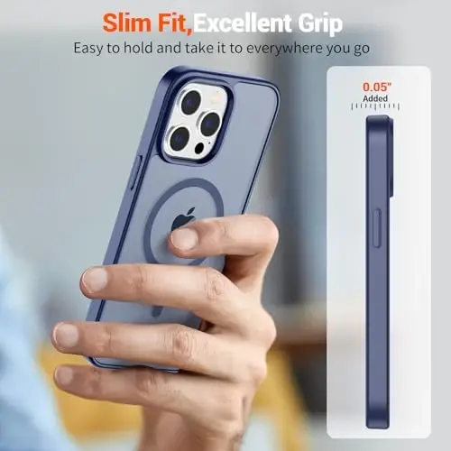 SUPFINE Magnetic for iPhone 13 Pro Case (Compatible with MagSafe) (Military Grade Drop Protection) Slim Translucent Matte Shockproof with Anti-Fingerprint Phone Case,Lavender Gray - 7