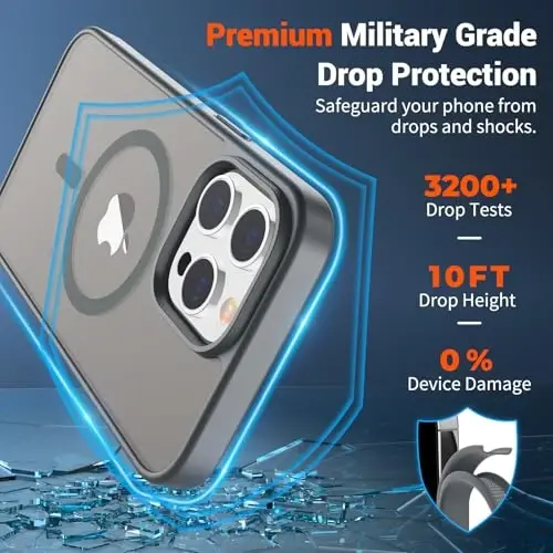 SUPFINE Magnetic for iPhone 13 Pro Max Case (Compatible with MagSafe) (Military Grade Drop Protection) Slim Translucent Matte Shockproof with Anti-Fingerprint Phone Case,Gray - 2