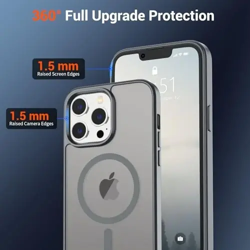 SUPFINE Magnetic for iPhone 13 Pro Max Case (Compatible with MagSafe) (Military Grade Drop Protection) Slim Translucent Matte Shockproof with Anti-Fingerprint Phone Case,Gray - 3