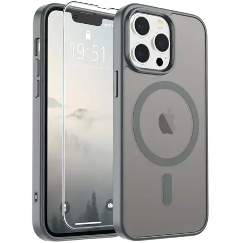 SUPFINE Magnetic for iPhone 13 Pro Max Case (Compatible with MagSafe) (Military Grade Drop Protection) Slim Translucent Matte Shockproof with Anti-Fingerprint Phone Case,Gray - 6