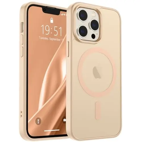 SUPFINE Magnetic for iPhone 13 Pro Max Case (Compatible with MagSafe) (Military Grade Drop Protection) Slim Translucent Matte Shockproof with Anti-Fingerprint Phone Case,Sand Pink - 1
