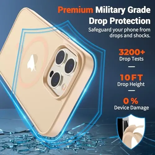 SUPFINE Magnetic for iPhone 13 Pro Max Case (Compatible with MagSafe) (Military Grade Drop Protection) Slim Translucent Matte Shockproof with Anti-Fingerprint Phone Case,Sand Pink - 3