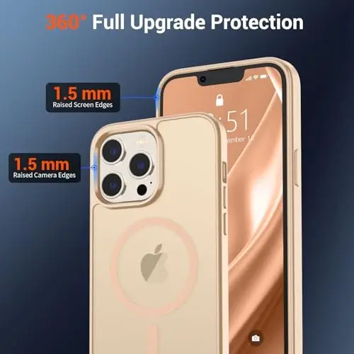 SUPFINE Magnetic for iPhone 13 Pro Max Case (Compatible with MagSafe) (Military Grade Drop Protection) Slim Translucent Matte Shockproof with Anti-Fingerprint Phone Case,Sand Pink - 4