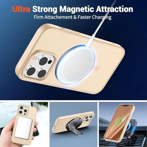SUPFINE Magnetic for iPhone 13 Pro Max Case (Compatible with MagSafe) (Military Grade Drop Protection) Slim Translucent Matte Shockproof with Anti-Fingerprint Phone Case,Sand Pink - 5