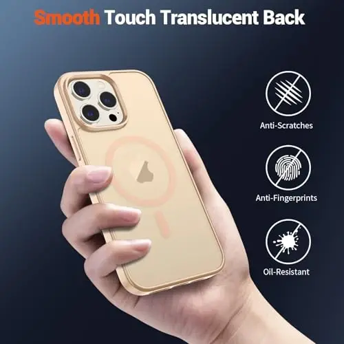 SUPFINE Magnetic for iPhone 13 Pro Max Case (Compatible with MagSafe) (Military Grade Drop Protection) Slim Translucent Matte Shockproof with Anti-Fingerprint Phone Case,Sand Pink - 6