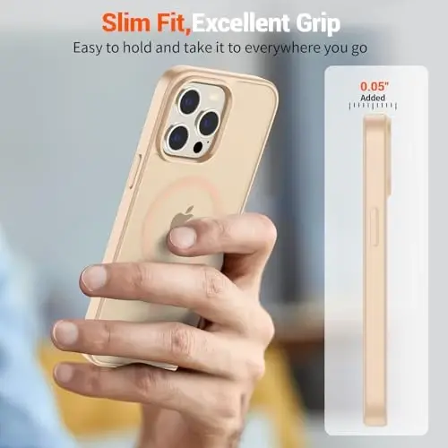 SUPFINE Magnetic for iPhone 13 Pro Max Case (Compatible with MagSafe) (Military Grade Drop Protection) Slim Translucent Matte Shockproof with Anti-Fingerprint Phone Case,Sand Pink - 7