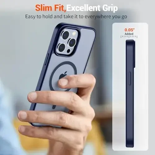 SUPFINE Magnetic for iPhone 13 Pro Max Case (Compatible with MagSafe) (Military Grade Drop Protection) Translucent Matte Shockproof Phone Case,Navy Blue - 7