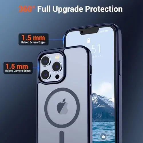 SUPFINE Magnetic for iPhone 13 Pro Max Case (Compatible with MagSafe) (Military Grade Drop Protection) Translucent Matte Shockproof Phone Case,Navy Blue - 4