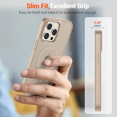 SUPFINE Magnetic for iPhone 13 Pro Max Case(Compatible with MagSafe)(Military Grade Drop Protection) Slim Translucent Matte Shockproof with Anti-Fingerprint Phone Case,Desert Gold - 7