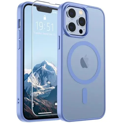 SUPFINE iPhone 13 Pro Max Kılıfı (MagSafe Uyumlu) (Askeri Sınıf Düşme Koruması) İnce Yarı Saydam Mat Darbeye Dayanıklı Telefon Kapağı, Mavi Mor 