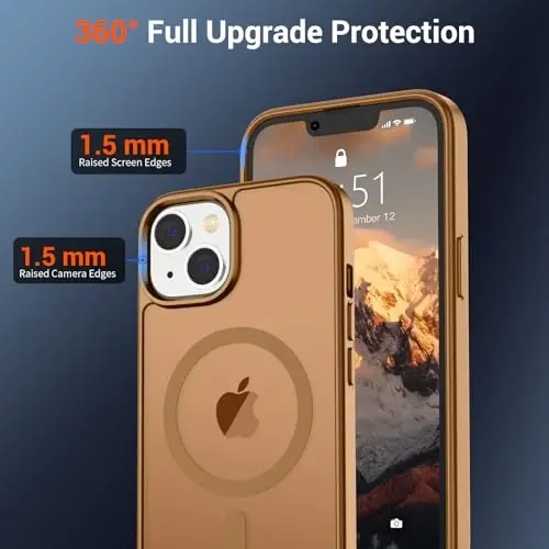 SUPFINE Magnetic for iPhone 14 Case & iPhone 13 Case (Compatible with MagSafe)(Military Grade Drop Protection) Slim Translucent Matte Shockproof Phone Cover,Brown - 4