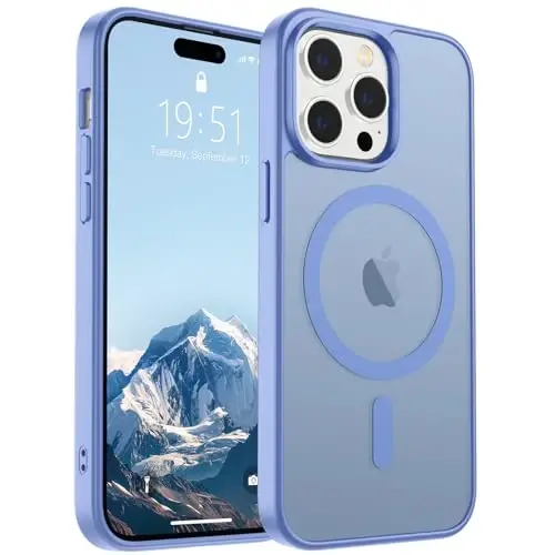 SUPFINE Magnetic for iPhone 14 Pro Case (Compatible with MagSafe) (Military Grade Drop Protection) Slim Translucent Matte Shockproof Phone Cover,Blue Purple - 4