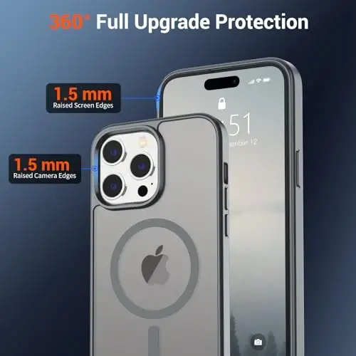 SUPFINE Magnetic for iPhone 14 Pro Case (Compatible with MagSafe) (Military Grade Drop Protection) Slim Translucent Matte Shockproof with Anti-Fingerprint Phone Case,Gray - 5