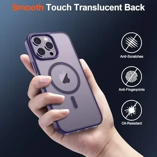 SUPFINE Magnetic for iPhone 14 Pro Case (Compatible with MagSafe) (Military Grade Drop Protection) Translucent Matte Shockproof Phone Case, Dark Purple - 3