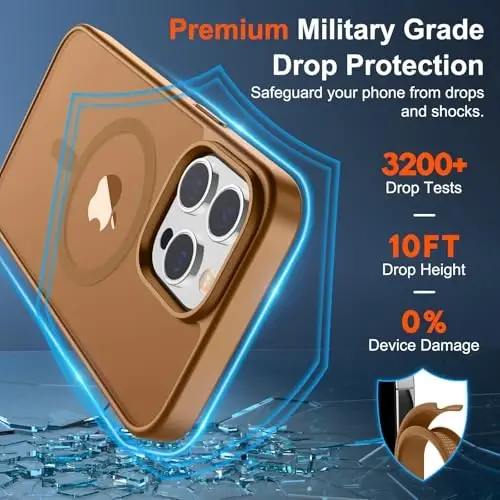 SUPFINE Magnetic for iPhone 14 Pro Max Case (Compatible with MagSafe) (Military Grade Drop Protection) Slim Translucent Shockproof with Anti-Fingerprint Phone Case,Brown - 3