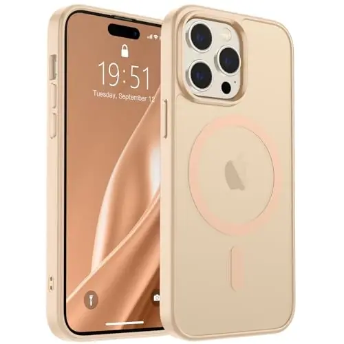 SUPFINE Magnetic for iPhone 14 Pro Max Case (Compatible with MagSafe) (Military Grade Drop Protection) Slim Translucent Matte Shockproof with Anti-Fingerprint Phone Case,Sand Pink - 5
