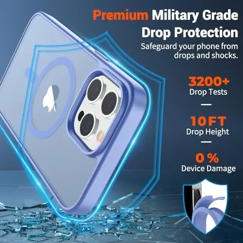 SUPFINE Magnetic for iPhone 14 Pro Max Case (Compatible with MagSafe) (Military Grade Drop Protection) Slim Translucent Matte Shockproof with Anti-Fingerprint Phone Case,Blue Purple - SUPFINE (1)