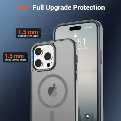 SUPFINE Magnetic for iPhone 14 Pro Max Case (Compatible with MagSafe) (Military Grade Drop Protection) Slim Translucent Matte Shockproof with Anti-Fingerprint Phone Case,Gray - 6