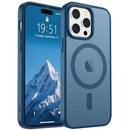 SUPFINE Magnetic for iPhone 14 Pro Max Case (Compatible with MagSafe) (Military Grade Drop Protection) Slim Translucent Matte Shockproof with Anti-Fingerprint Phone Case,Deep Blue - 4