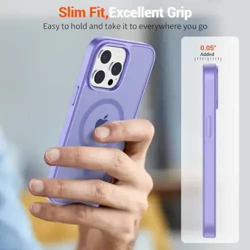 SUPFINE Magnetic for iPhone 14 Pro Max Case(Compatible with MagSafe)(Military Grade Drop Protection) Slim Translucent Matte Shockproof with Anti-Fingerprint Phone Case,Purple - 4