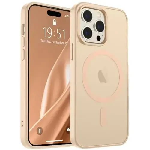 SUPFINE iPhone 14 Pro Max uchun magnitli g‘ilof (MagSafe bilan mos) (harbiy standartdagi zarbadan himoya) Yengil yarim shaffof mat zarbga chidamli, barmoq izlariga qarshi telefon g‘ilofi, qum rang pushti - 5