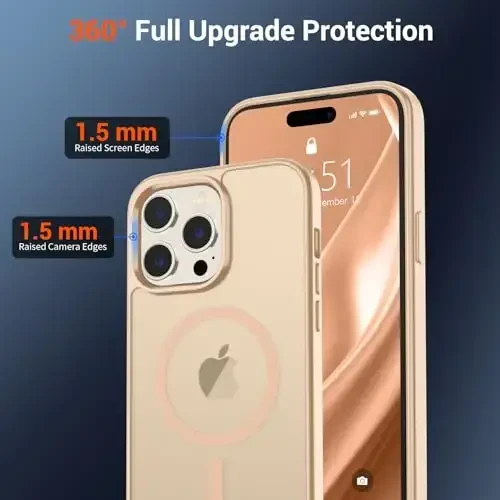 SUPFINE iPhone 14 Pro Max uchun magnitli g‘ilof (MagSafe bilan mos) (harbiy standartdagi zarbadan himoya) Yengil yarim shaffof mat zarbga chidamli, barmoq izlariga qarshi telefon g‘ilofi, qum rang pushti - 6