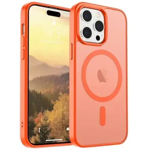 SUPFINE iPhone 14 Pro uchun magnitli g‘ilof (MagSafe bilan mos keladi) (Harbiy darajadagi tushishdan himoya) Yupqa yarim shaffof mato zarbga chidamli barmoq izlariga qarshi telefon g‘ilofi, to‘q sariq - 5