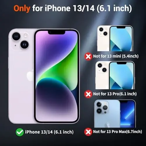 SUPFINE iPhone 14 va iPhone 13 uchun magnitli g'ilof (MagSafe bilan mos keladi) (Harbiy darajadagi tushishdan himoya) Yarim shaffof mat zarbga chidamli telefon qopqog'i, qora - 2