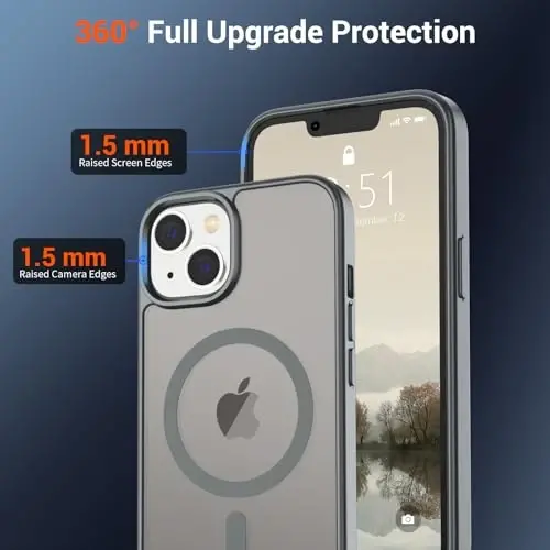 SUPFINE Magnetic for iPhone 14 Case & iPhone 13 Case (Compatible with MagSafe) (Military Grade Drop Protection) Slim Translucent Matte Shockproof Phone Cover,Gray - 4