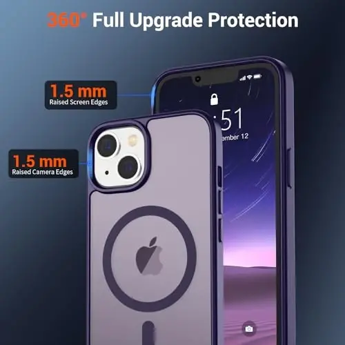 SUPFINE Magnetic for iPhone 14 Case & iPhone 13 Case (Compatible with MagSafe) (Military Grade Drop Protection) Slim Translucent Matte Shockproof Phone Cover,Dark Purple - 4