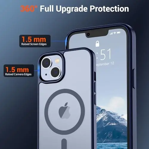 SUPFINE Magnetic for iPhone 14 Case & iPhone 13 Case (Compatible with MagSafe) (Military Grade Drop Protection) Slim Translucent Matte Shockproof Phone Cover,Navy Blue - 4