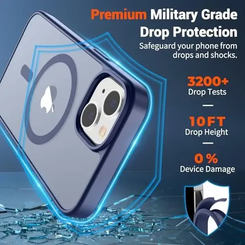 SUPFINE Magnetic for iPhone 14 Case & iPhone 13 Case (Compatible with MagSafe)(Military Grade Drop Protection) Slim Translucent Matte Shockproof Phone Cover,Lavender Gray - 3