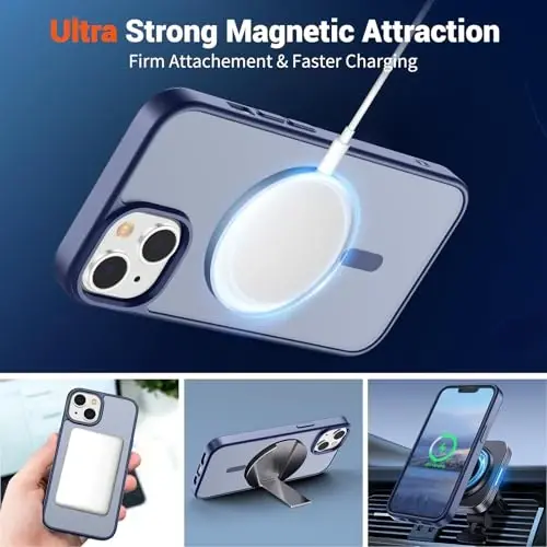 SUPFINE Magnetic for iPhone 14 Case & iPhone 13 Case (Compatible with MagSafe)(Military Grade Drop Protection) Slim Translucent Matte Shockproof Phone Cover,Lavender Gray - 5