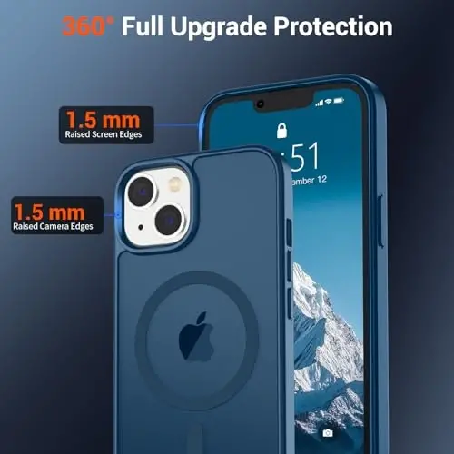 SUPFINE Magnetic for iPhone 14 Case & iPhone 13 Case (Compatible with MagSafe) (Military Grade Drop Protection) Slim Translucent Matte Shockproof Phone Cover,Deep Blue - 4