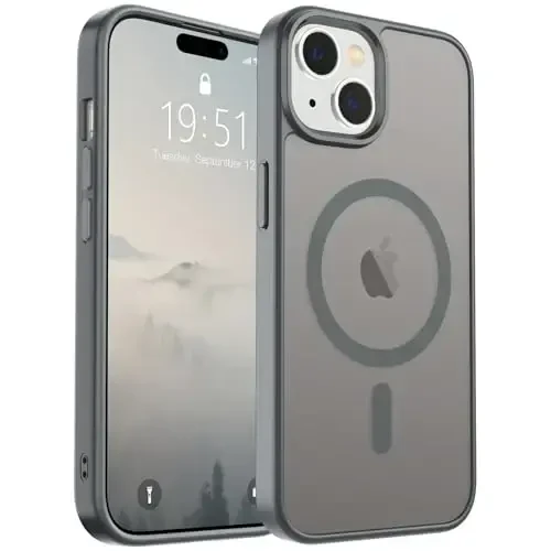 SUPFINE Magnetic for iPhone 15 Case(Compatible with MagSafe)(Military Grade Drop Protection) Slim Translucent Matte Shockproof Women Men Girl Phone Cover,Gray - 5
