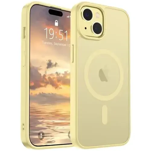 SUPFINE Magnetic for iPhone 15 Case (Compatible with MagSafe) (Military Grade Drop Protection) Slim Translucent Matte Shockproof with Anti-Fingerprint Phone Case,Buttercream Yellow - 5