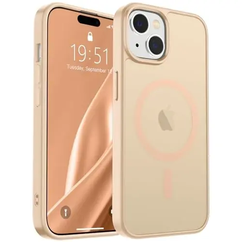 SUPFINE Magnetic for iPhone 15 Case (Compatible with MagSafe) (Military Grade Drop Protection) Slim Translucent Matte Shockproof with Anti-Fingerprint Phone Case, Sand Pink - 5