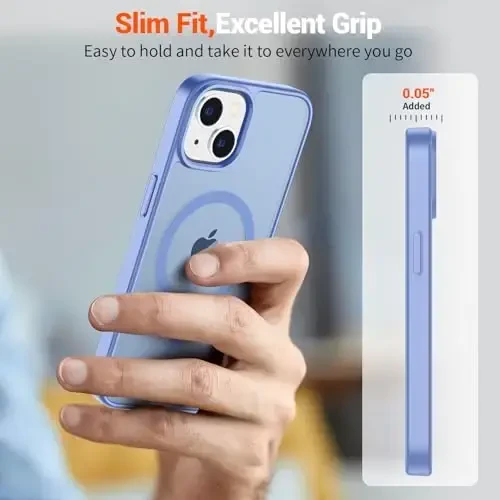 SUPFINE Magnetic for iPhone 15 Case (Compatible with MagSafe) (Military Grade Drop Protection) Slim Translucent Matte Shockproof with Anti-Fingerprint Phone Case, Blue Purple - 4