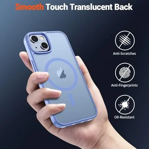 SUPFINE Magnetic for iPhone 15 Case (Compatible with MagSafe) (Military Grade Drop Protection) Slim Translucent Matte Shockproof with Anti-Fingerprint Phone Case, Blue Purple - 3