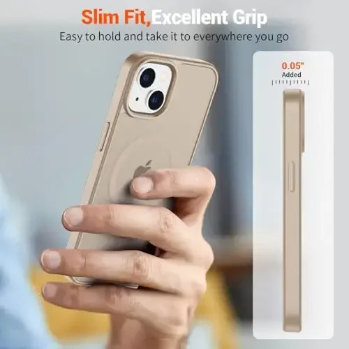 SUPFINE Magnetic for iPhone 15 Case(Compatible with MagSafe)(Military Grade Drop Protection) Slim Translucent Matte Shockproof with Anti-Fingerprint Phone Case,Desert Gold - 4