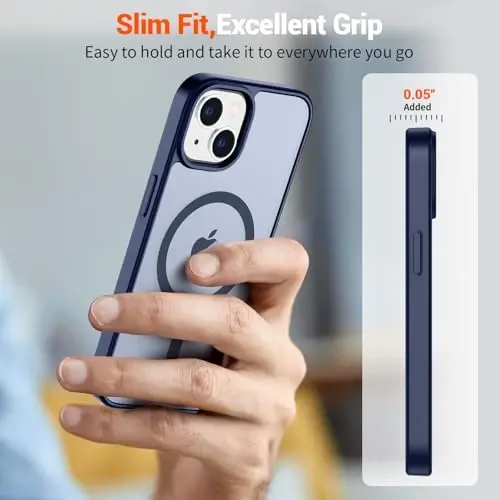 SUPFINE Magnetic for iPhone 15 Case (Compatible with MagSafe) (Military Grade Drop Protection) Slim Translucent Matte Shockproof with Anti-Fingerprint Phone Case, Navy Blue - 4