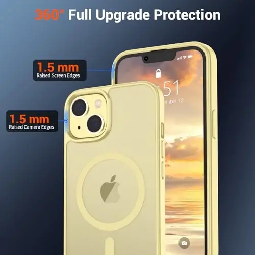 SUPFINE Magnetic for iPhone 15 Plus Case & iPhone 14 Plus Case(Compatible with MagSafe)(Military Grade Drop Protection) Slim Translucent with Anti-Fingerprint Phone Case,Buttercream Yellow - 4