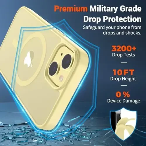 SUPFINE Magnetic for iPhone 15 Plus Case & iPhone 14 Plus Case(Compatible with MagSafe)(Military Grade Drop Protection) Slim Translucent with Anti-Fingerprint Phone Case,Buttercream Yellow - 3