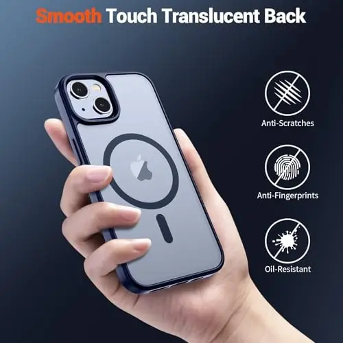 SUPFINE Magnetic for iPhone 15 Plus Case & iPhone 14 Plus Case(Compatible with MagSafe)(10 FT Military Grade Drop Protection) Slim Translucent Shockproof Phone Case,Navy Blue - 6