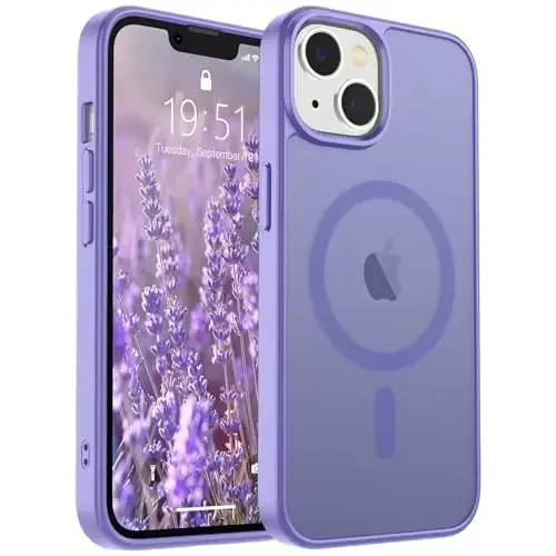 SUPFINE Magnetic for iPhone 15 Plus Case & iPhone 14 Plus Case(Compatible with MagSafe)(Military Grade Drop Protection) Slim Translucent Shockproof with Anti-Fingerprint Phone Case,Purple - 1