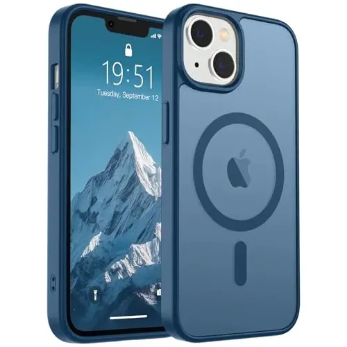 SUPFINE Magnetic for iPhone 15 Plus Case & iPhone 14 Plus Case(Compatible with MagSafe)(Military Grade Drop Protection) Slim Translucent Shockproof with Anti-Fingerprint Phone Case,Deep Blue - 1