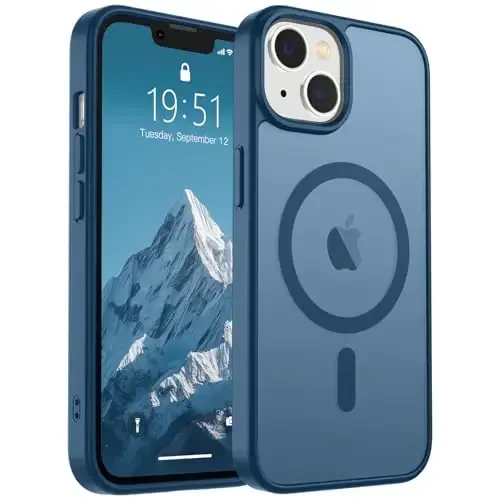 SUPFINE Magnetic for iPhone 15 Plus Case & iPhone 14 Plus Case(Compatible with MagSafe)(Military Grade Drop Protection) Slim Translucent Shockproof with Anti-Fingerprint Phone Case,Deep Blue - SUPFINE