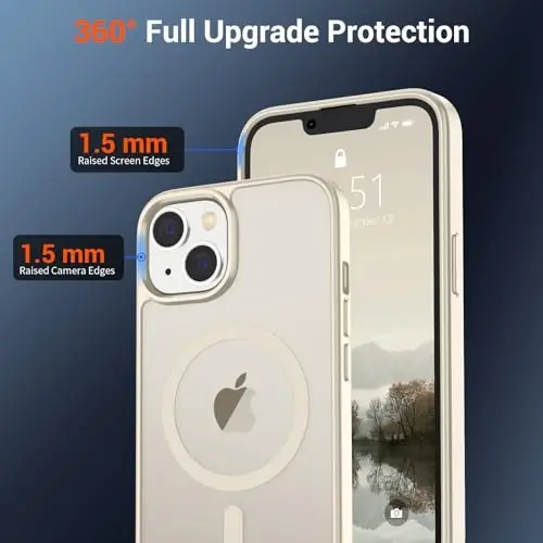 SUPFINE Magnetic for iPhone 15 Plus Case & iPhone 14 Plus Case(Compatible with MagSafe)(Military Grade Drop Protection) Slim Translucent Shockproof with Anti-Fingerprint Phone Case,Antique White - 4